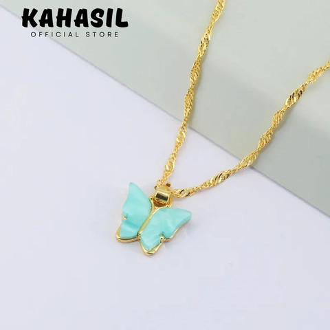 KAHASIL - Kalung Titanium Wanita Anti Karat Luntur Fashion Gaya Korea Buterfly KH021